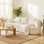 Canapé 3 places, canapé désossé en chenille de 102 po, blanc crème