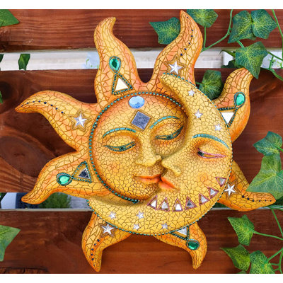 Décoration murale mosaïque colorée céleste céleste soleil et lune 12 "haut jour se rendant à la nuit" Belénins dieu et déesse Selene "