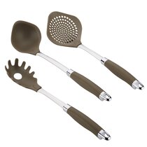 Set of Nylon Cooking Utensils - Slotted Spoon/Solid Spoon/Slotted  Spatula/Solid Spatula/Ladle/Pasta Fork - 11.75 to 12.5 - DIY Tool Supply