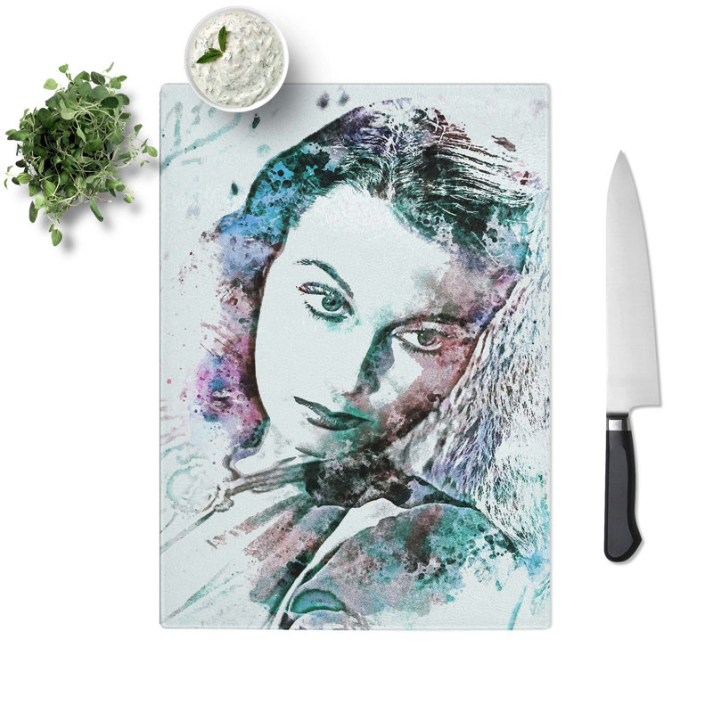 Tempered Glass Vivian Leigh in Abstract Cutting Board, 20 cm W x 28.5 cm L
