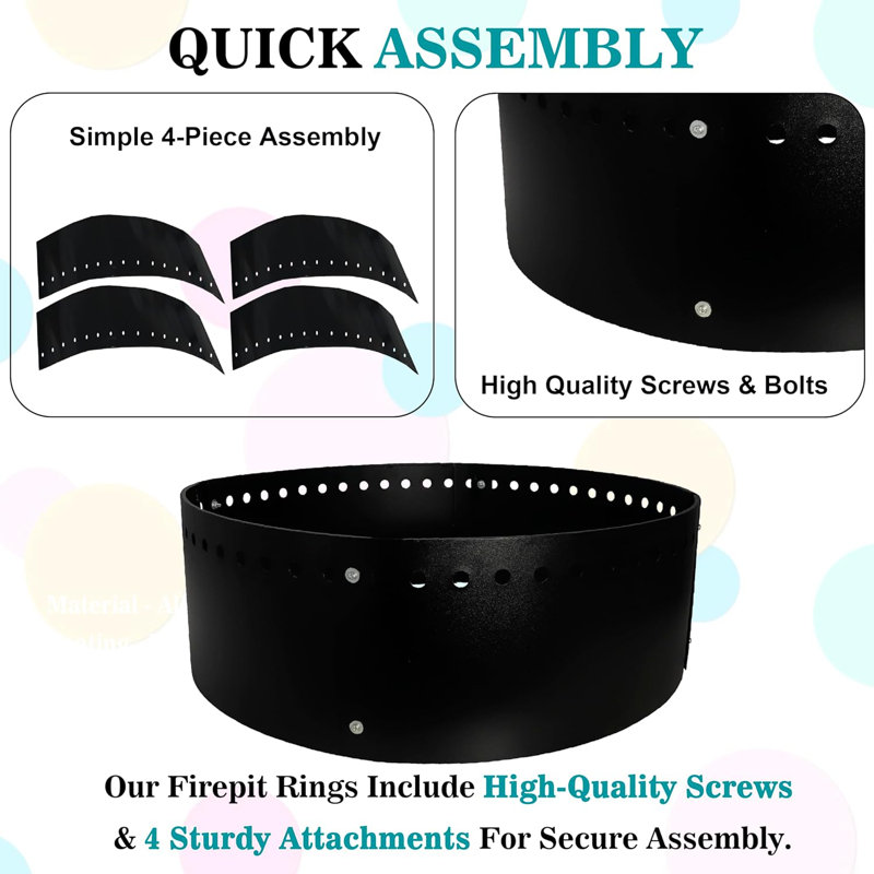 Black Alloy Steel Smokeless Fire Pit Ring with Stone Surround