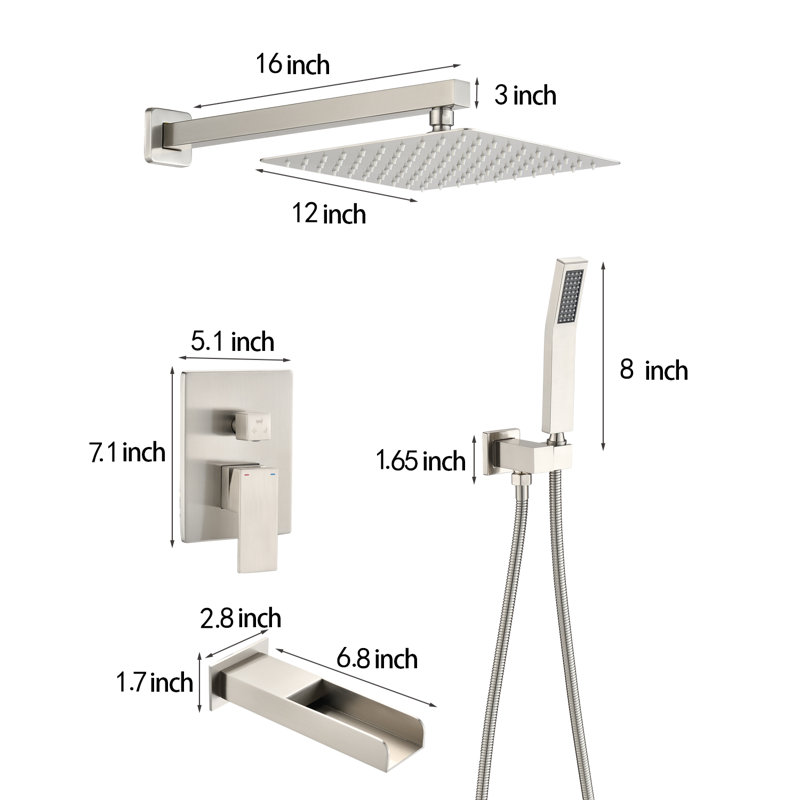Complete Shower System, Brushed Nickel