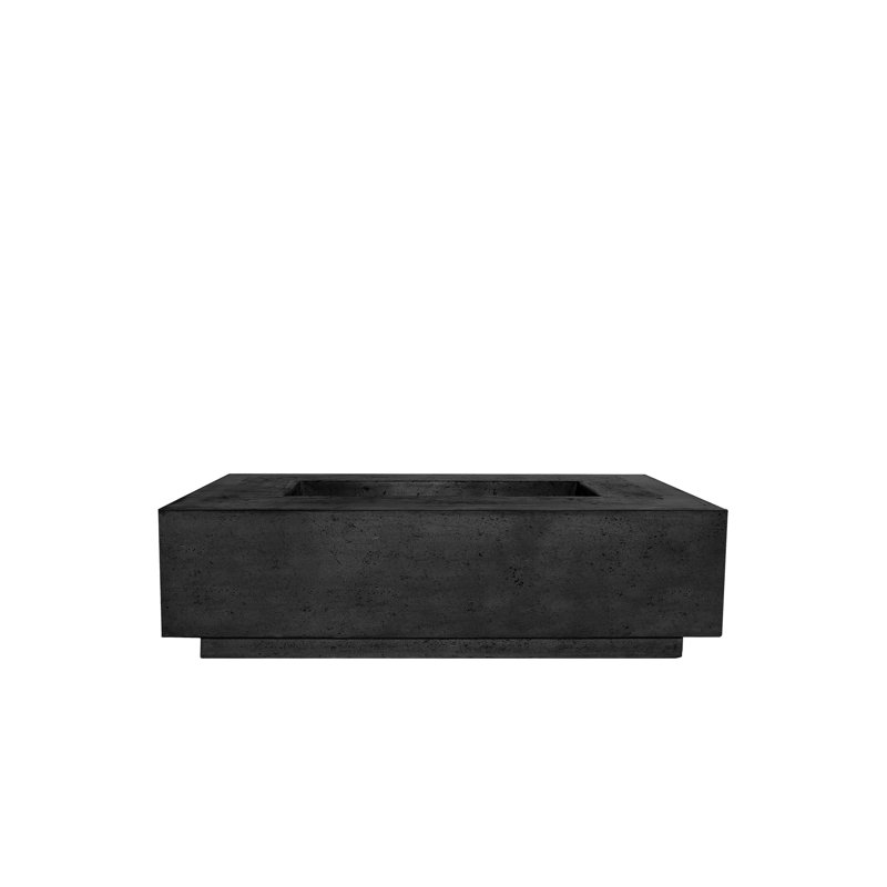 Vanleer Rectangle Concrete Smokeless Fire Pit, Ebony, 16'' H x 56'' W x 38'' D, Propane