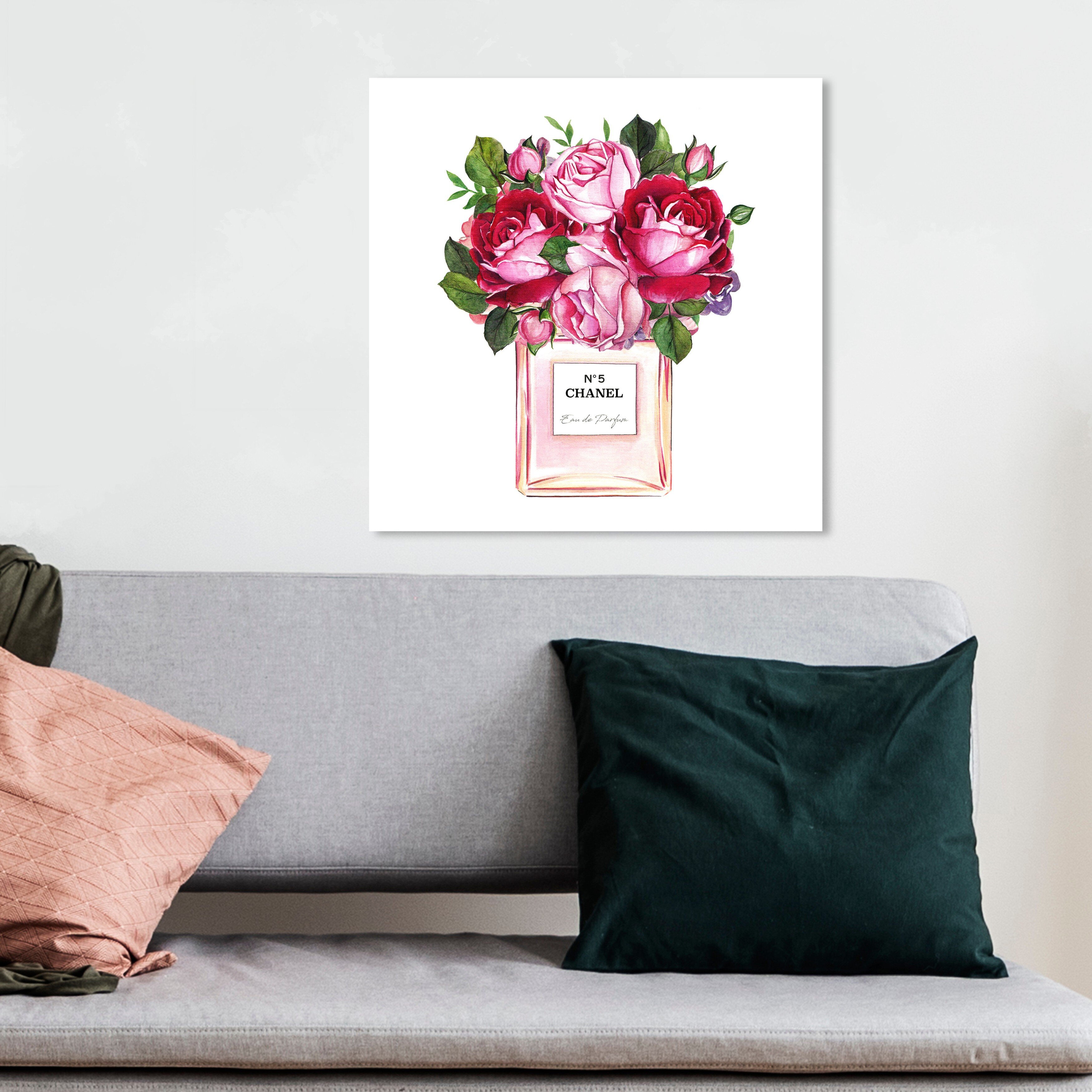 Fashion and Glam Doll Memories - Rose Scent Square Perfumes - Graphic Art Print on Canvas Rosdorf Park Format: Wrapped Canvas, Size: 12 H x 12 W x 1