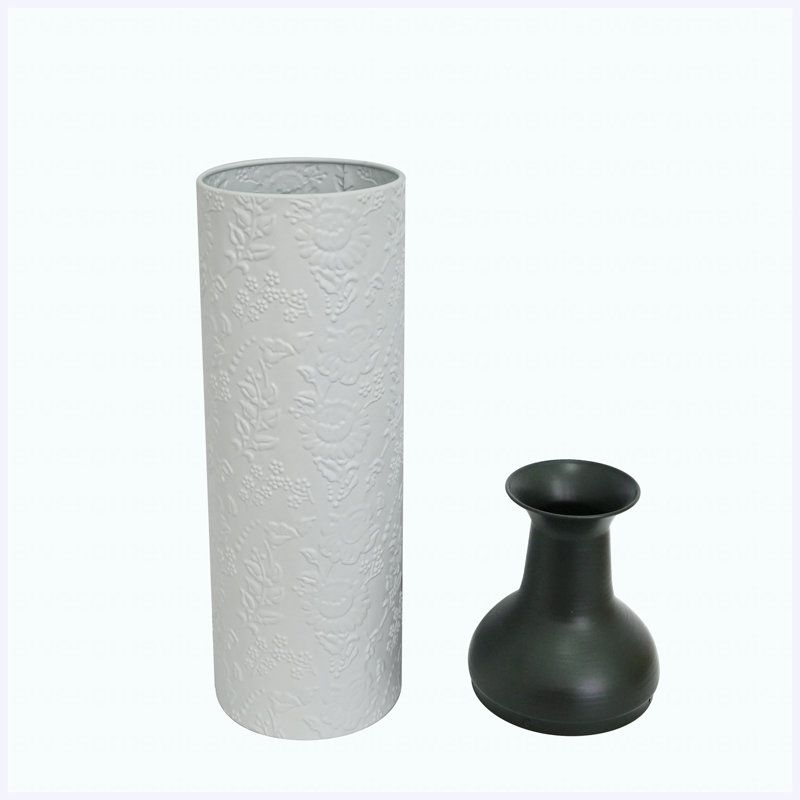 Ensemble de 3 vases de sol décoratifs en métal avec motif de feuilles, vases hauts blancs et noirs pour la décoration de salon et de vestibule
