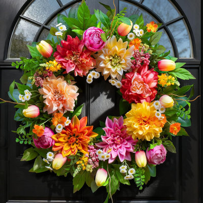 Couronne de verdure 24 po 24 po Dahlia