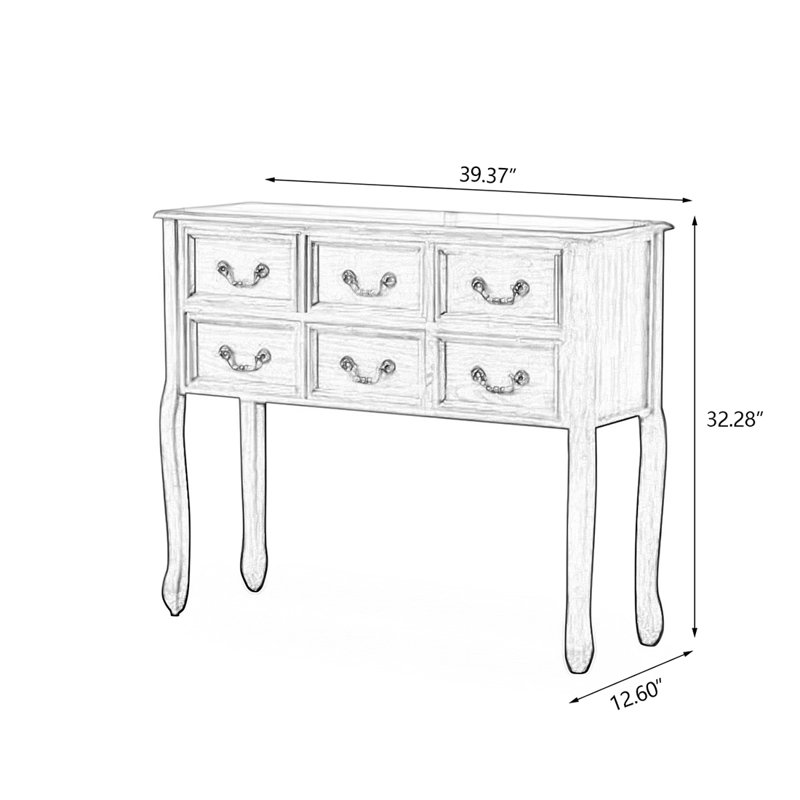 Console rectangulaire en bois massif de couleur noyer clair, H 32,28 po x l 39,37 po x P 12,6 po