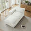 Chaise longue modulaire rembourrée en chenille beige avec repose-pieds amovible - entièrement compressée, aucun assemblage requis-1897688184-1897707336
