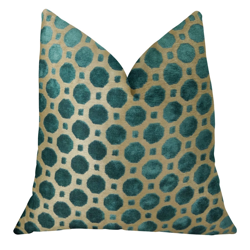 Oreiller luxueux en velours aigue-marine fabriqué à la main, 12 po x 20 po, Coussin lombaire