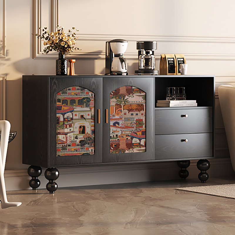 Buffet haut de gamme au design français rétro, Noir, noir, noir, noir