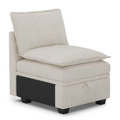 Luna Chenille Single Seat Armless Storage Chair For Modular Sofa