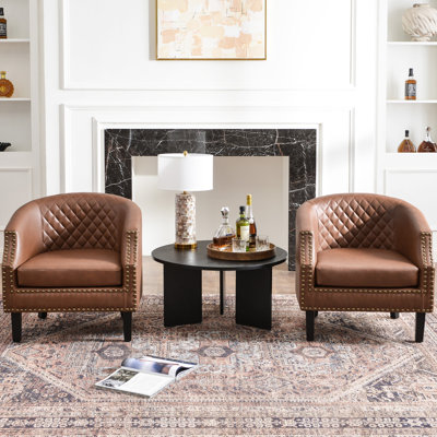 Boney 29" W Faux Leather Upholstered Armchairs