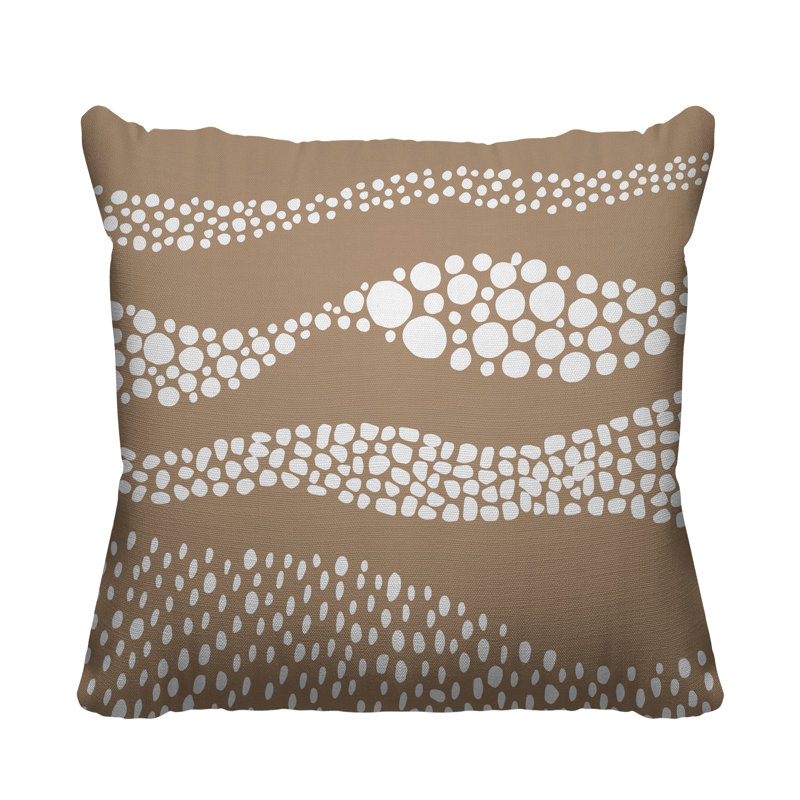 Coussin décoratif intérieur / extérieur Bia Boho Dots, L 17 po x H 17 po, Beige