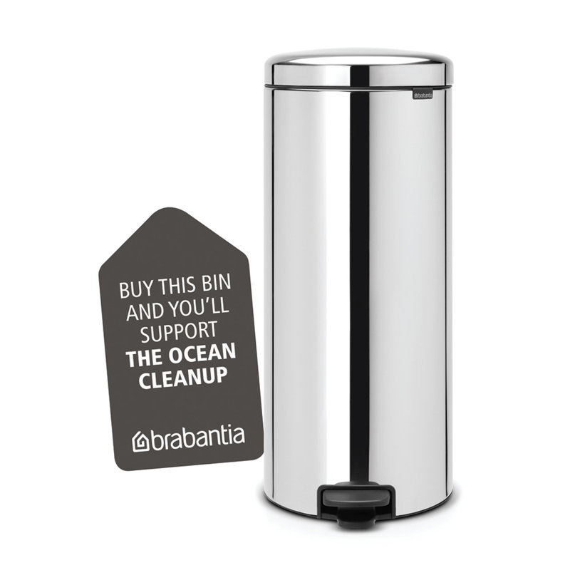 Brabantia NewIcon 30 Litre Soft Closing Pedal Bin with Metal Inner Bucket, Brilliant Steel