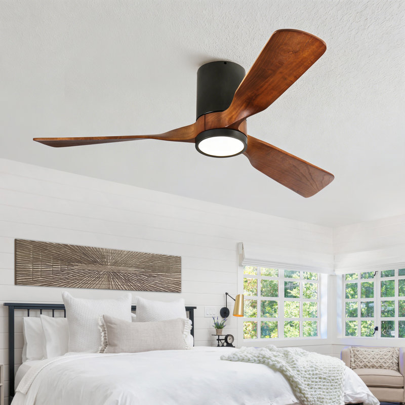 Ventilateur de plafond encastré d'intérieur à 3 pales de 52 po avec télécommande APP et lumière, 3 lumières à intensité variable, moteur à courant continu silencieux, 6 vitesses