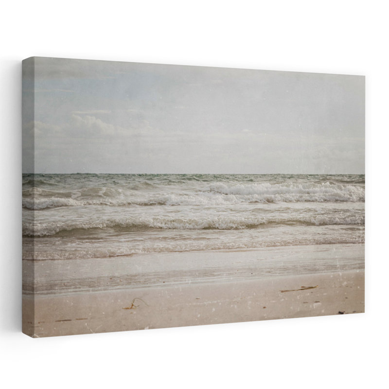 Plage rétro, art côtier abstrait, H 16 po x l 24 po