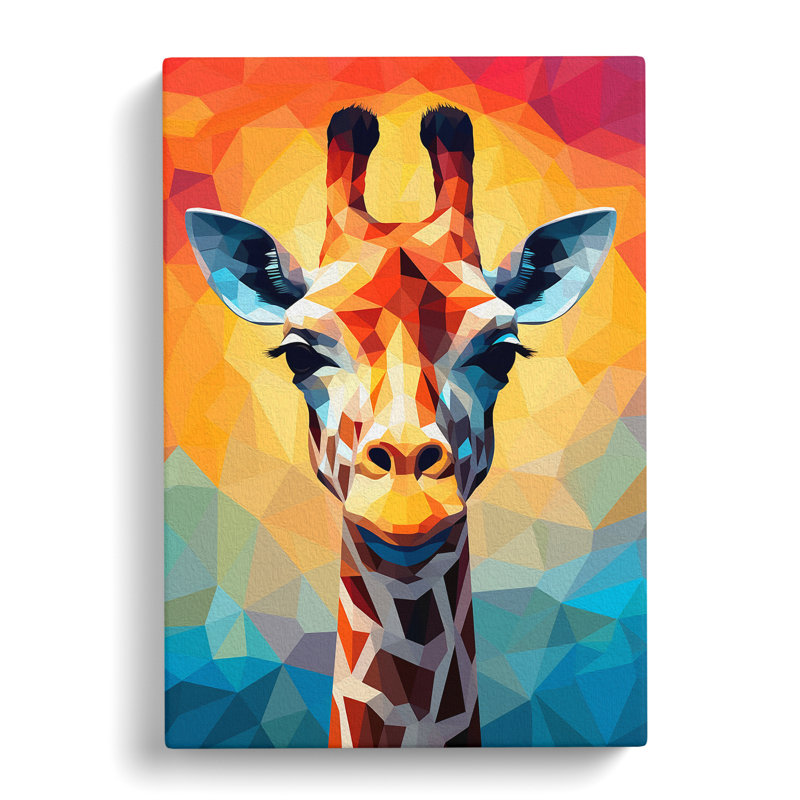 Giraffe Geometric No.2 - Wrapped Canvas, 60cm H x 40cm W x 3cm D
