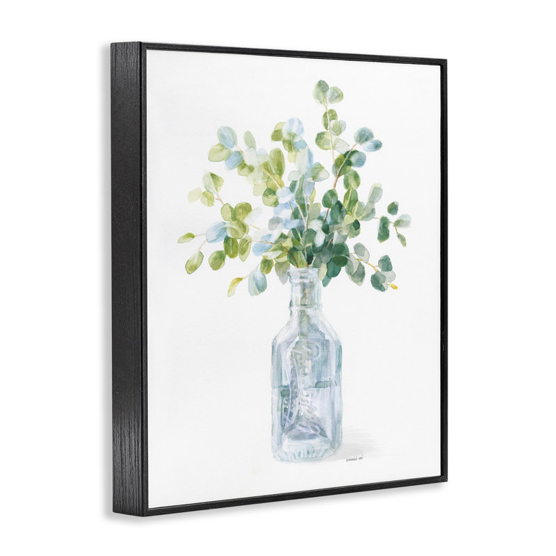 «Flower Jar Still Life Painting», impression sur toile, H 20 po x l 16 po, Giclée encadrée noir minuit