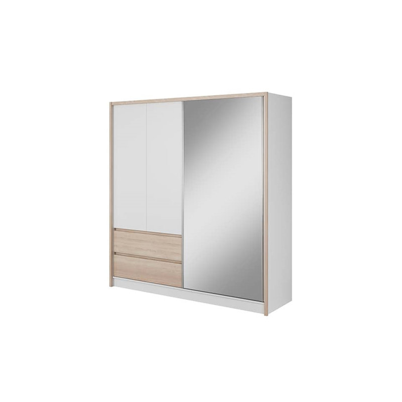 Delmy 3 Door Solid + Manufactured Wood Wardrobe, Oak Sonoma, 214cm H x 200cm W x 62cm D