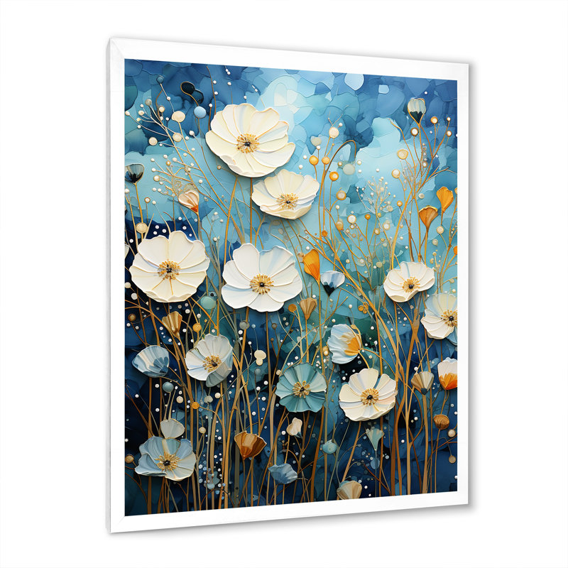 Blue Tranquil Gardens II - reproduction, H 20 po x l 12 po x P 1 po, Cadre simple blanc