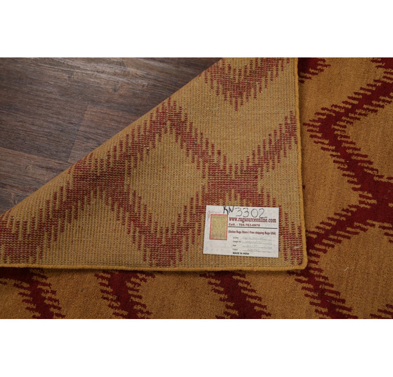 Tapis de la zone en laine brune 4 pi 11 po x 7 pi 10 po one-of-kind main-noué la 2010 Senac