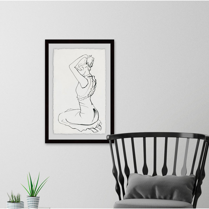 « cheveu updo », reproduction de peinture à l’acrylique encadrée, H 18 po x l 12 po