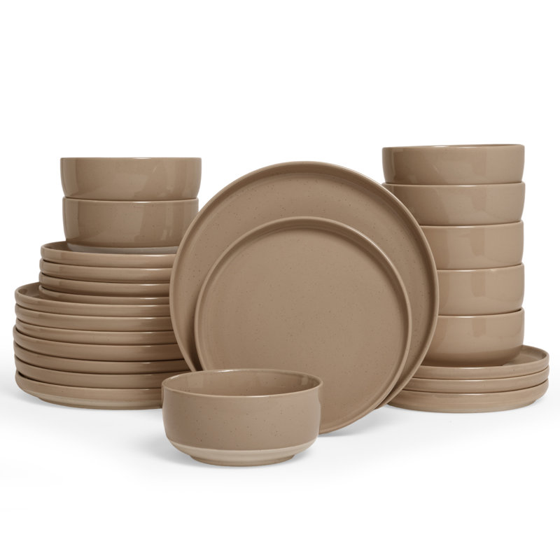 Famiware 24 Piece Stoneware Dinnerware Set - Service for 8, Brown