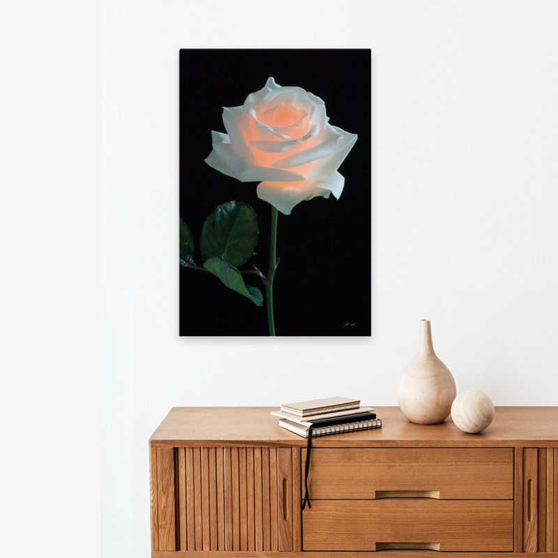 Rose clair - fleur noire, art gris, H 24 po x l 16 po