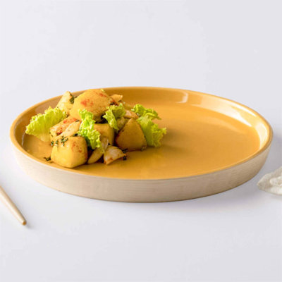Plaque latérale en céramique fabriquée à la main - Amber Love, beige intemporel, diamètre de 7,8 pouces, parfaite pour le quotidien et les occasions spéciales