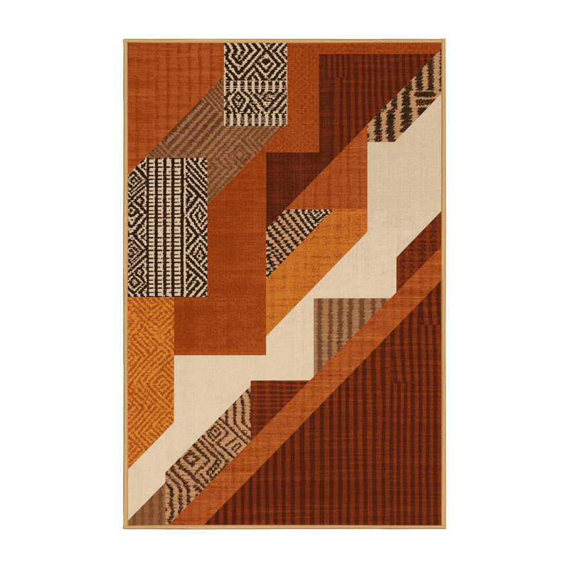 Tapis moelleux moelleux d'inspiration mondiale Barclay - reliure brun clair, 7x9