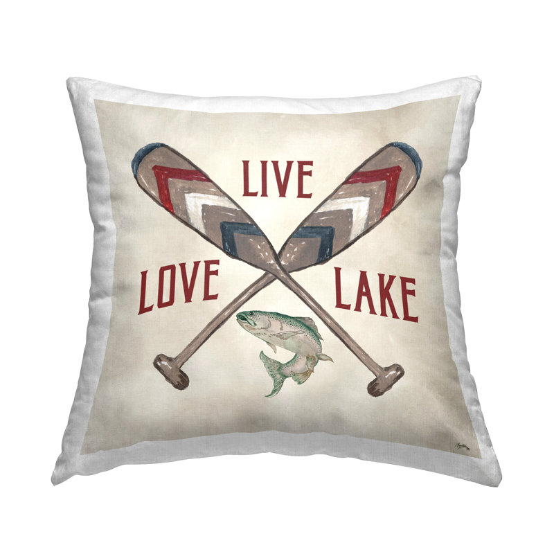 Oreiller décoratif Live Love Lake Oars par Elizabeth Medley