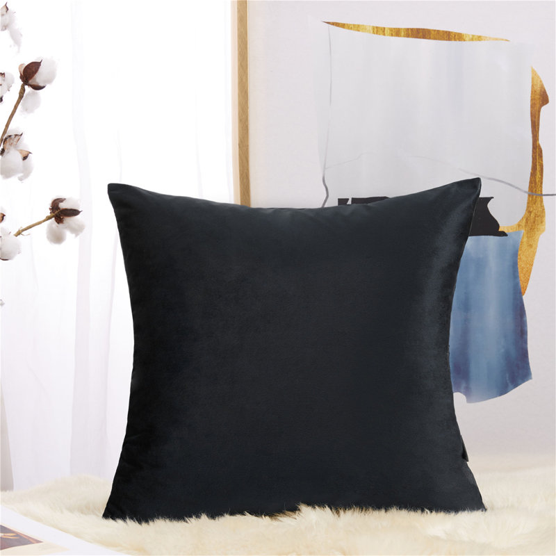 (Covers With Inserts) Set of Two 18'' or 20'' Solid Colors Flat Pattern Throw Pillows, 18'' H x 18'' W, Black, Polyester