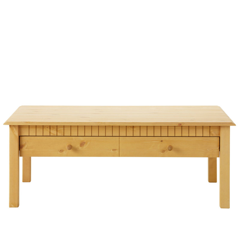 Yassine Solid Wood Four Leg Coffee Table with Storage, Stain Wax