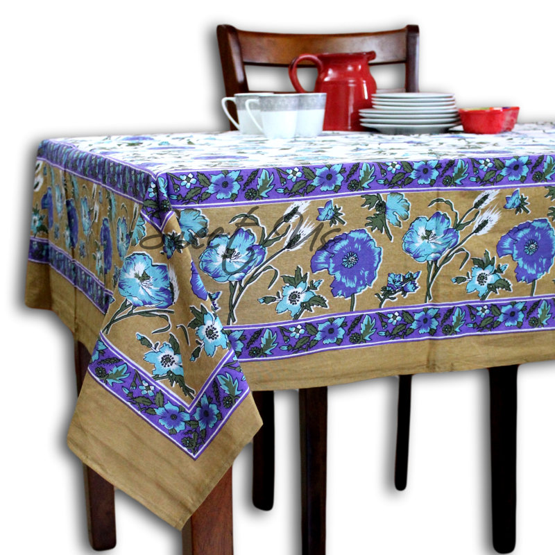Nappe de coton rectangulaire rouge, Marine, L 104 po x l 70 po