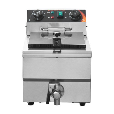 Friteuse professionnelle, 1500 W, avec panier, 11,6 L (11,6 qt) en acier inoxydable, à une seule huile, avec contrôle de la température et du temps, protection contre la surchauffe, conçue pour une utilisation en cuisine et en restauration.