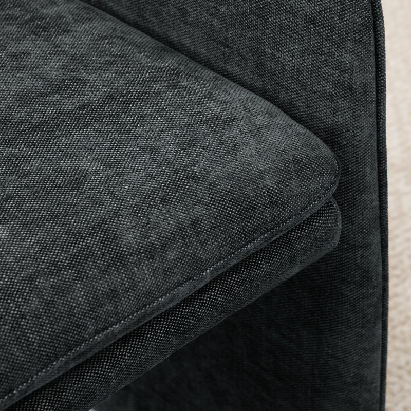 Ensemble de table et de chaises pour 2 personnes avec table ronde et 2 fauteuils en tissu rembourrés, Noir