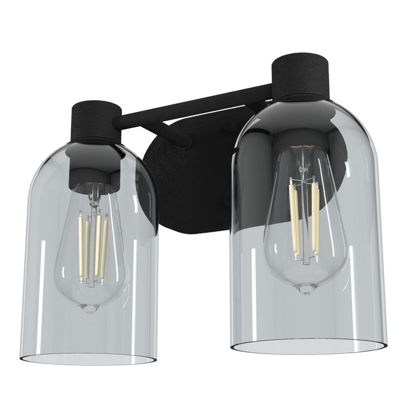 Hunter Lochemeade Noble Bronze 2 Light Vanity Wall Light Fixture, Natural Iron, Smoked