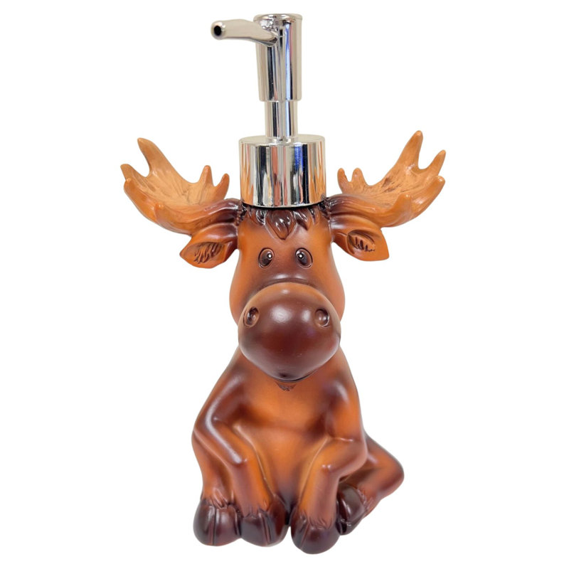 Resin Whimsical Moose Soap Pump Dispenser Lodge Cabin Bathroom Decor