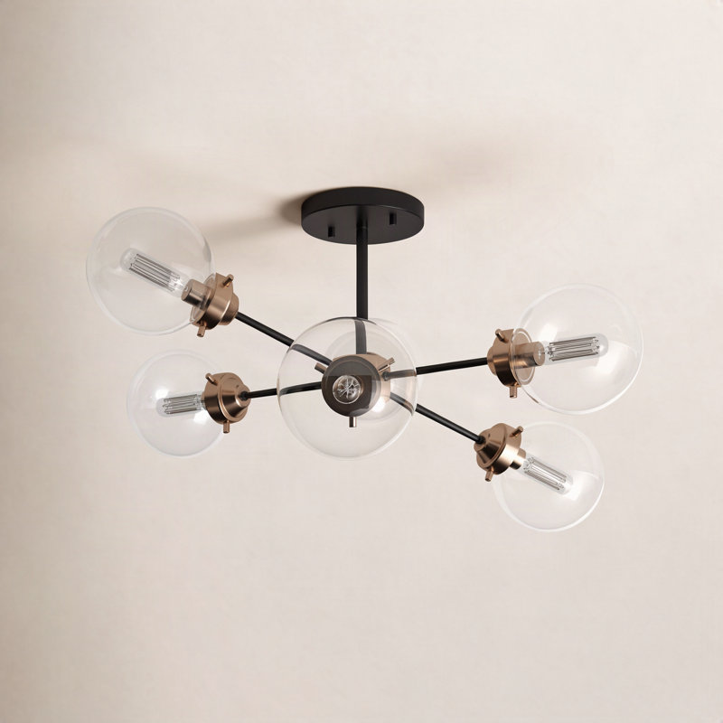 Plafonnier semi-encastré Blevins, Laiton pâle, H 12,25 po x l 25 po x P 25 po