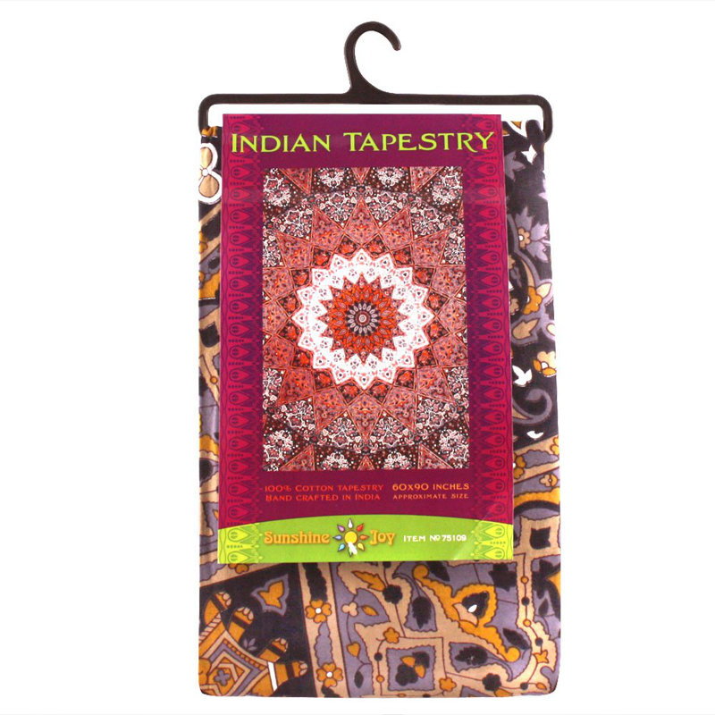Tapisserie mandala étoile foncée en coton