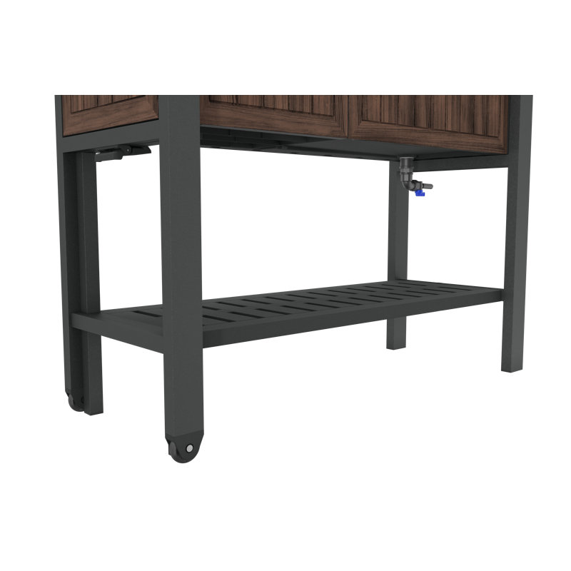 Collection Keter Signature : chariot de bar extensible avec meuble de rangement, table de réception, îlot de cuisine roulant, palissandre.
