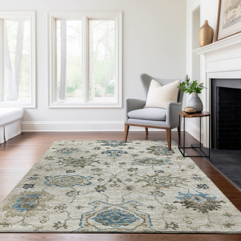 Tapis de couloir bleu Premium Mayfield AMF96 lavable à la machine, Rectangle de 10 pi x 14 pi