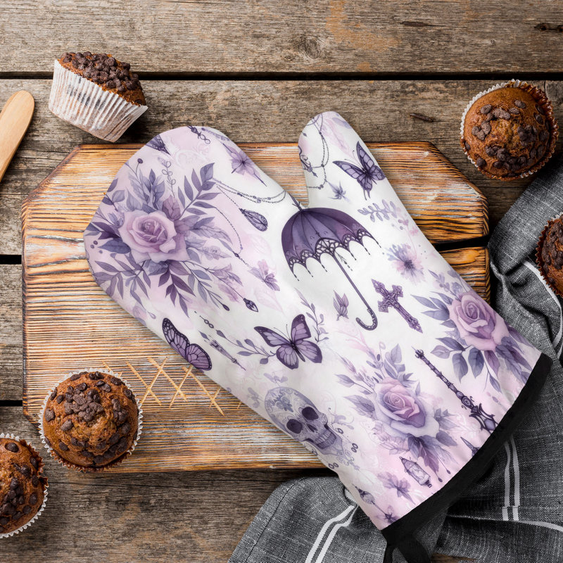 Lilac Edge Oven Mitt Cotton Twill
