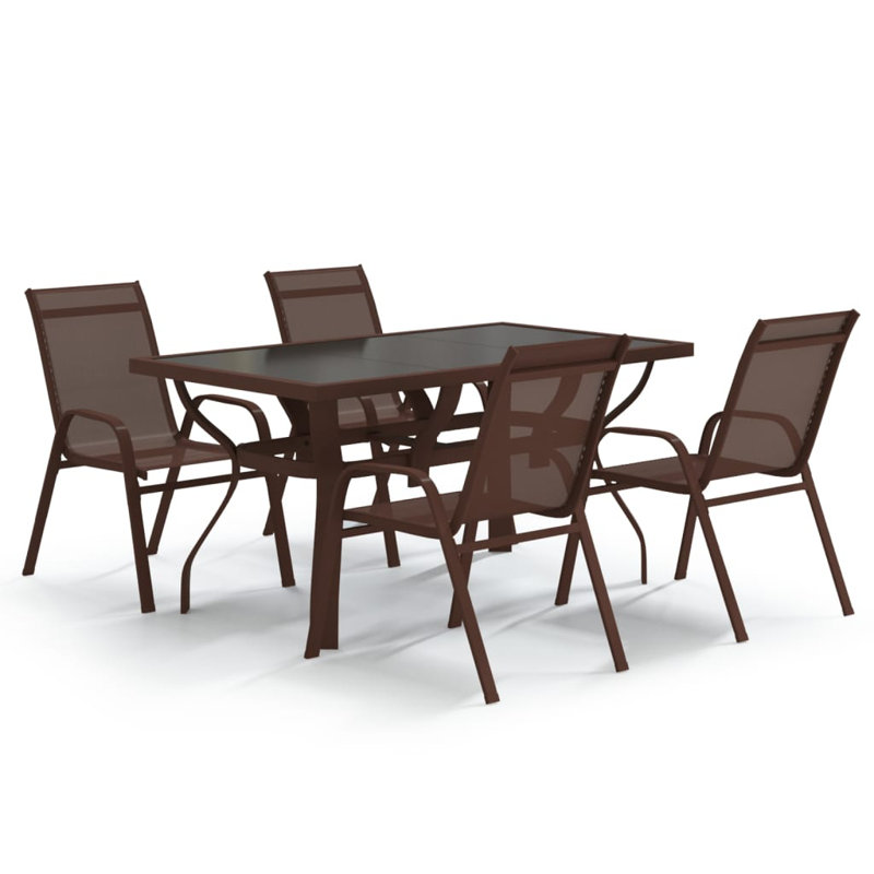 Haverstraw Dining Set, 4, 27.6" H x 55.1" W x 27.6" D, Brown