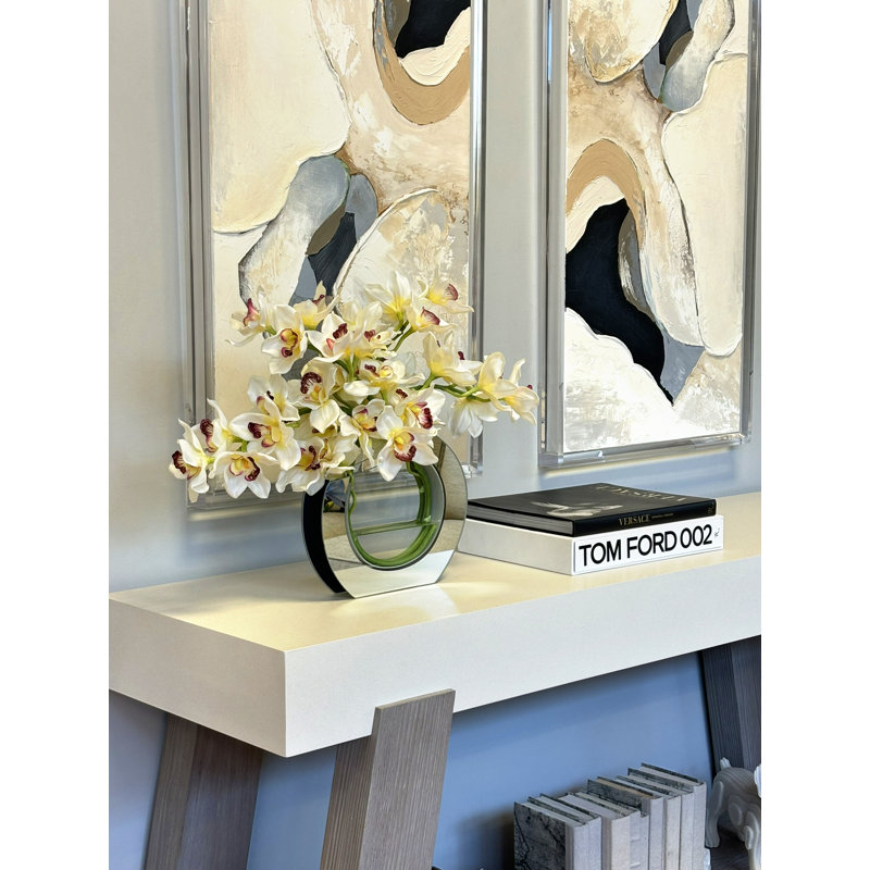 Orchid Arrangement in Mirrored Glass Vase