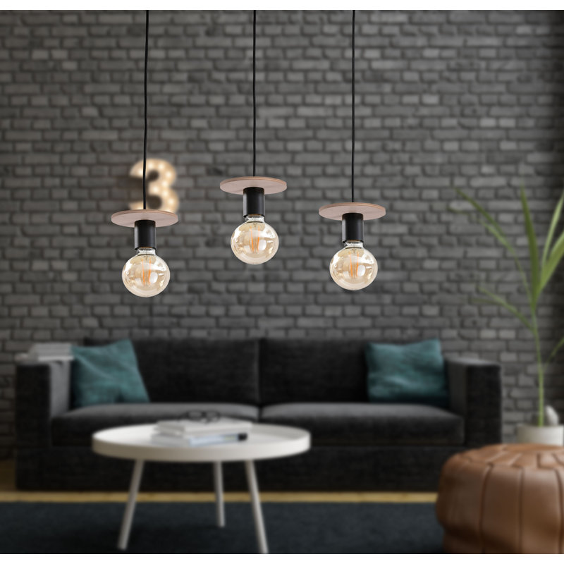Tarrytown 3 - Light Kitchen Island Pendant, Natural/Black