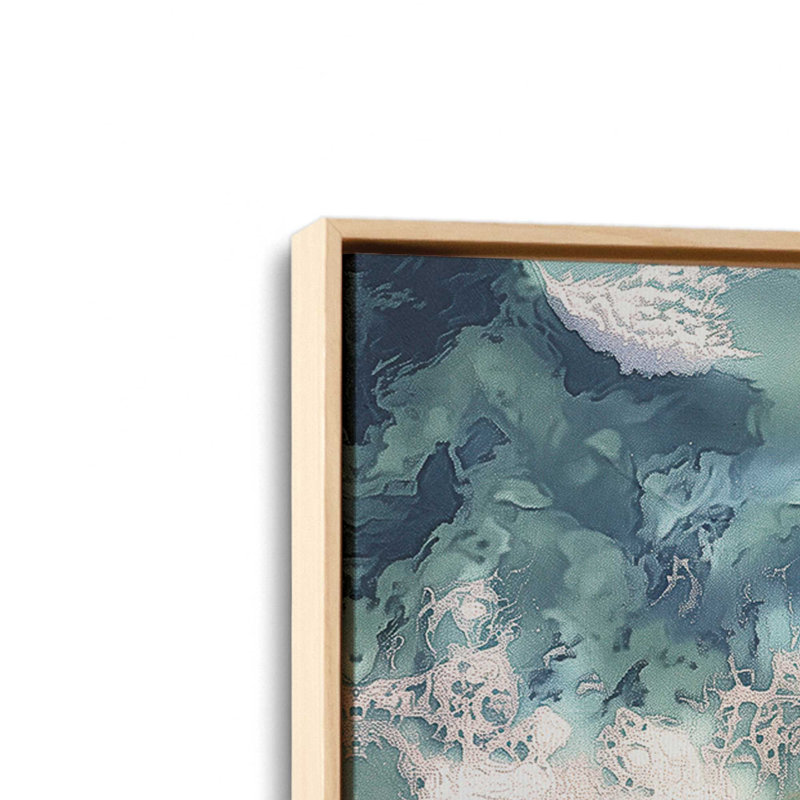 _ Reproduction aérienne sur toile Shoreline, Cadre américain en érable flottant, H 22 po x l 32 po x P 1,75 po