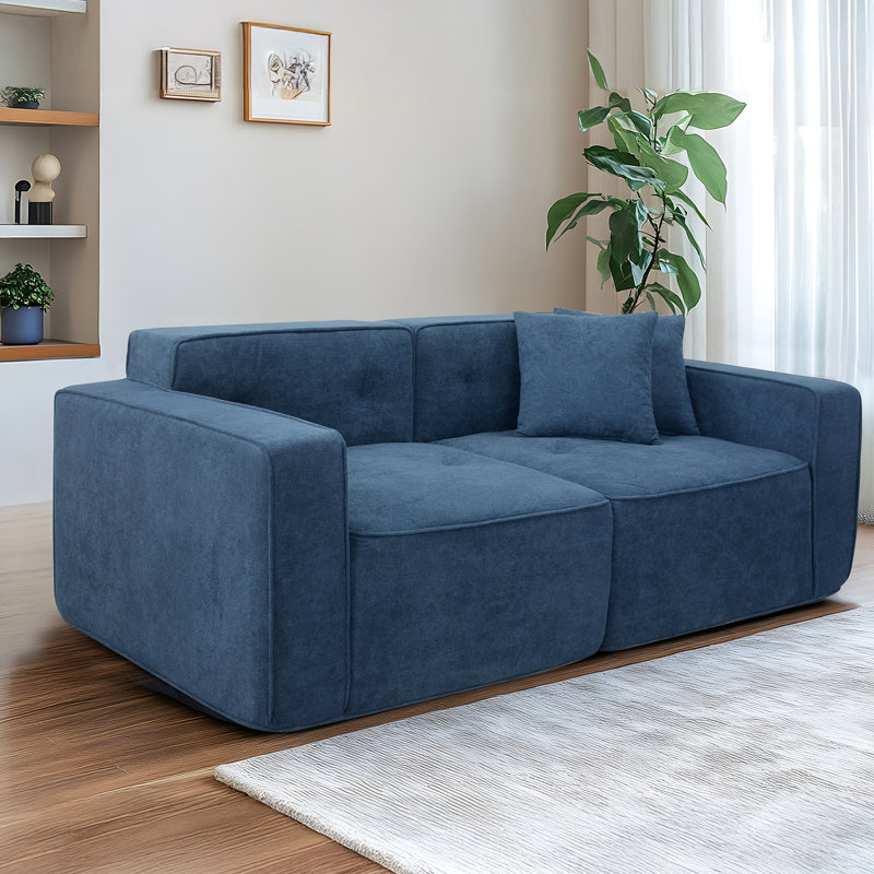 Lit moderne 3 places en bleu avec compartiment de rangement fonctionnel 3 sièges et espace de chargement, Bleu