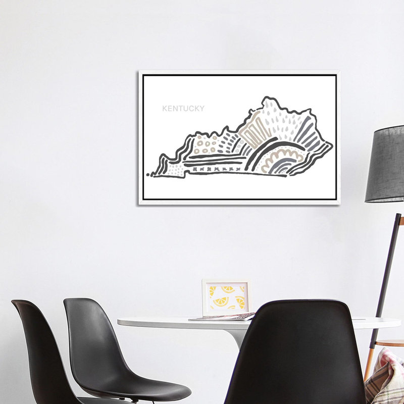 Kentucky In Black And White - Print on Canvas, 66.04 cm H x 45.72 cm W, White Framed