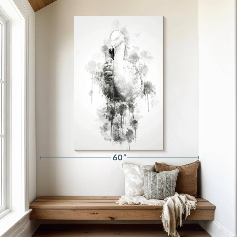 Brampt flamant noir et blanc, H 51 po x l 34 po